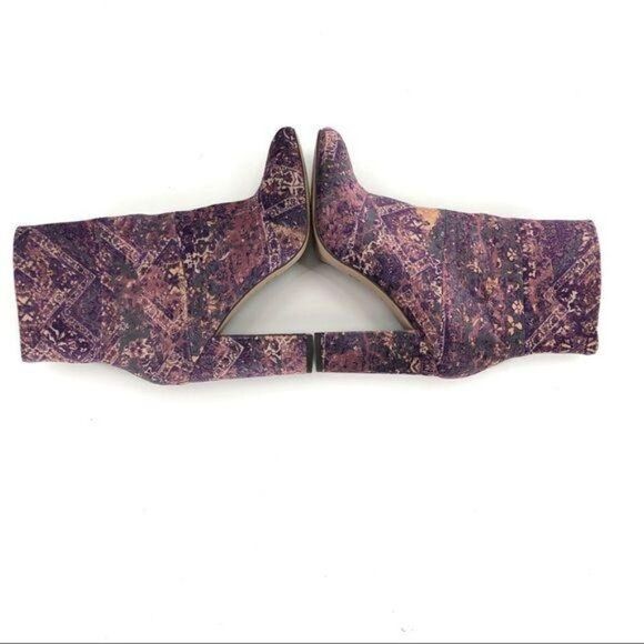BCBGeneration Retro 70's Glam GoGo Purple Velvet Asian Print Ankle Boots Sz 7 - Picture 5 of 10